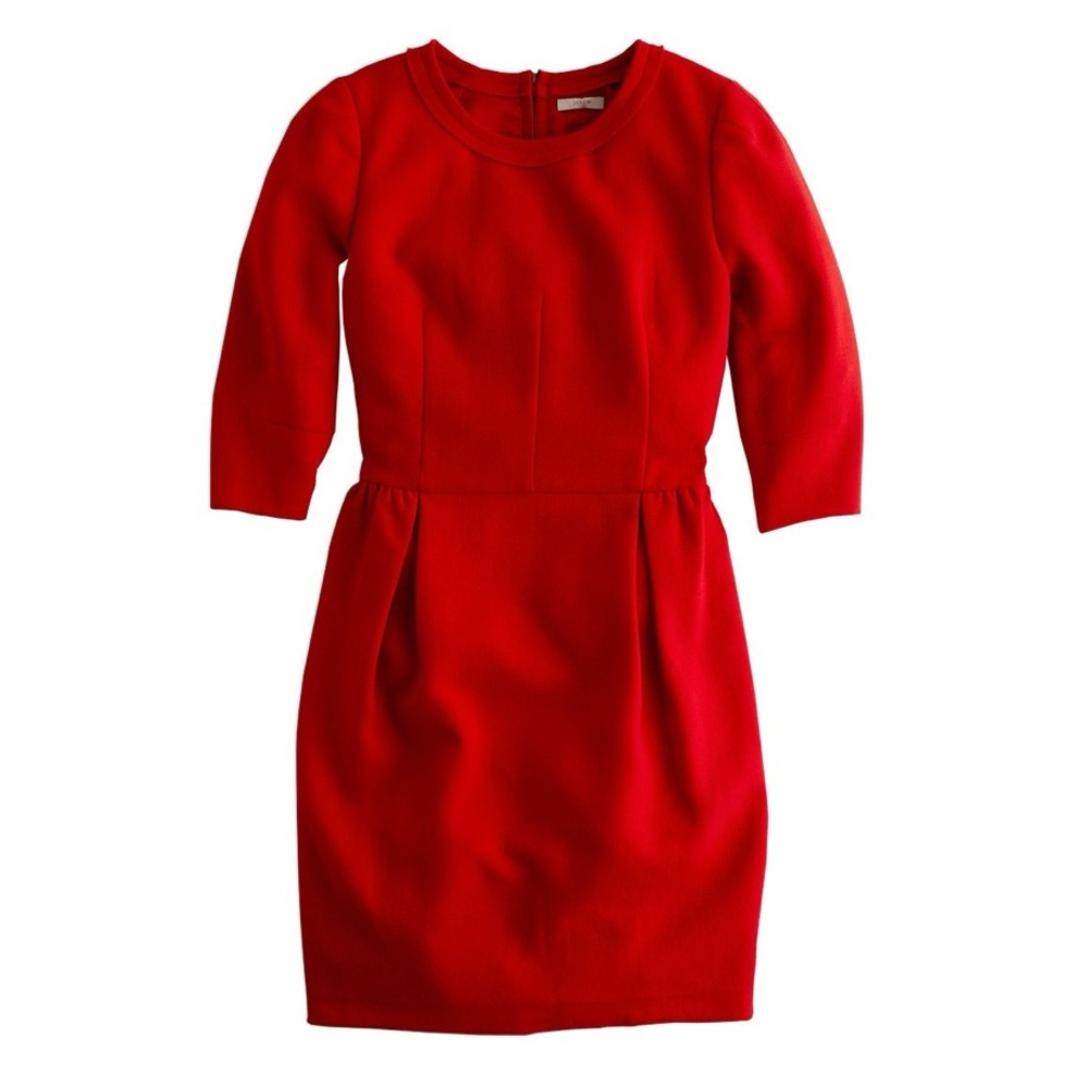 J. Crew Red Teddie Wool 3/4 Sleeve Dress Size 10